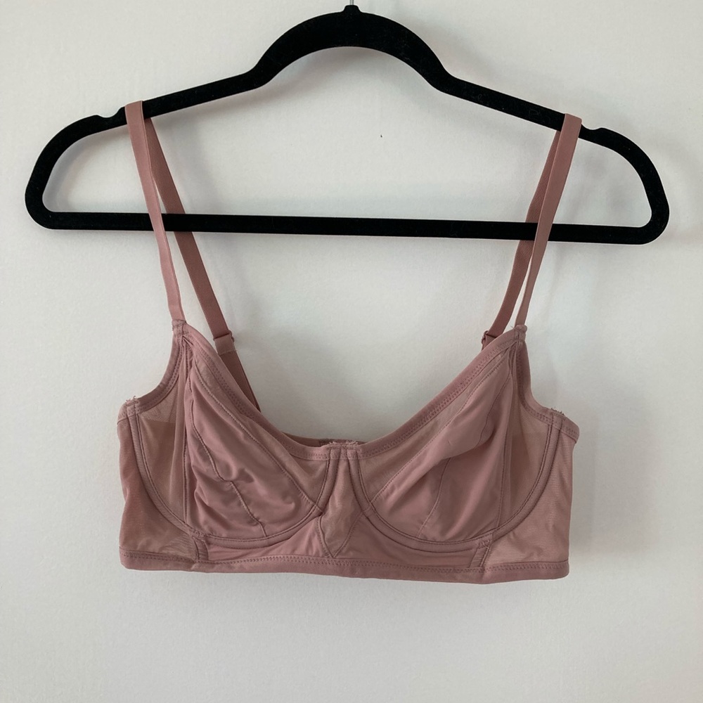 AdoreMe Dusty Pink Unlined Mesh Panel Bra